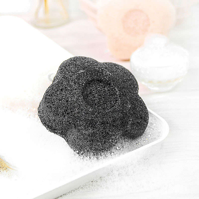 konjac sponge flower shape black 1