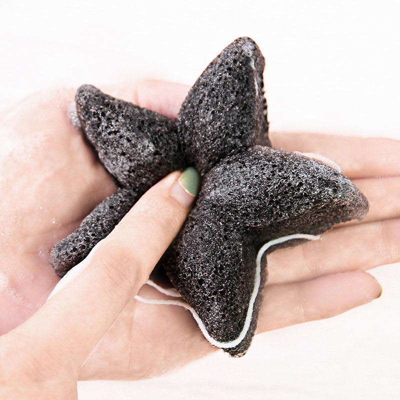star shape konjac sponge black 5