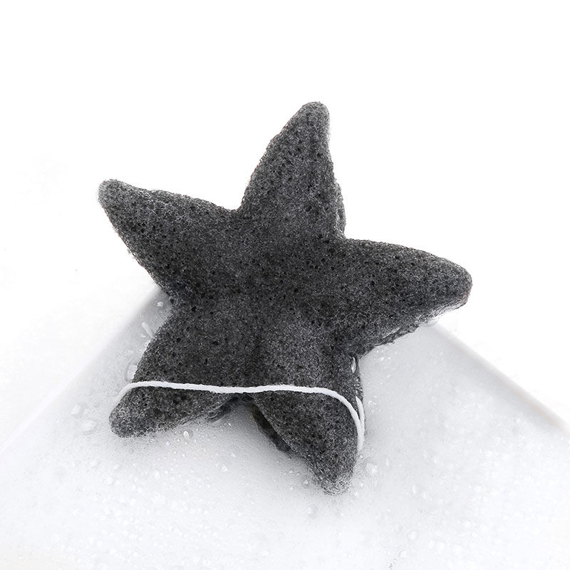 star shape konjac sponge black 6