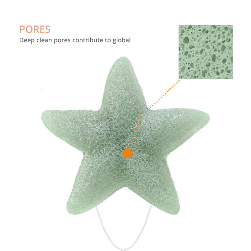 star shape konjac sponge green detail