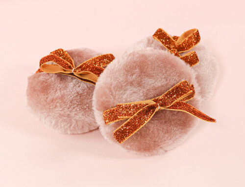 Large Red Fluffy Powder Puff for Body and Transparent Storage Box Makeup Puff with Ribbon Bow Handle