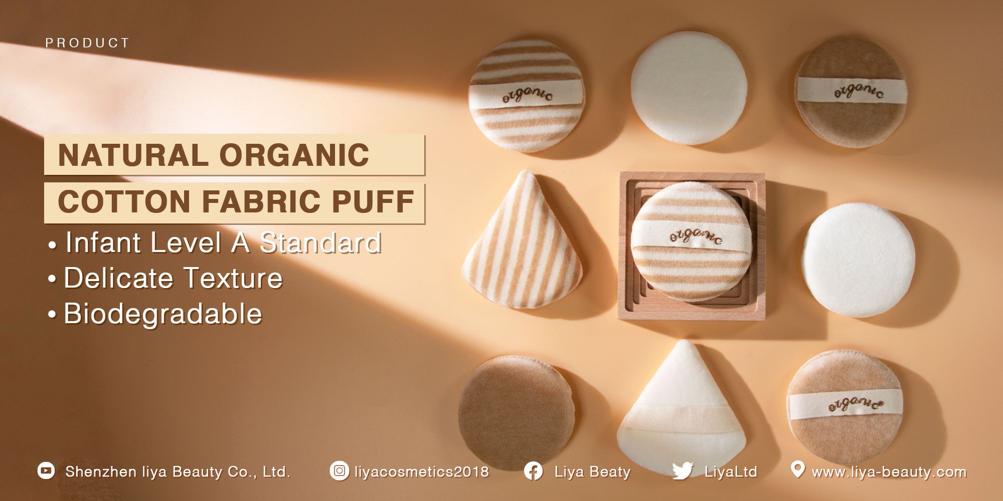 Organic fabric cotton makeup puff for powder foundation blender