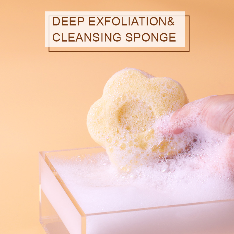 Makeup removal puff face exfoliator with green tea extract konjac cleansing sponge biodegradable
