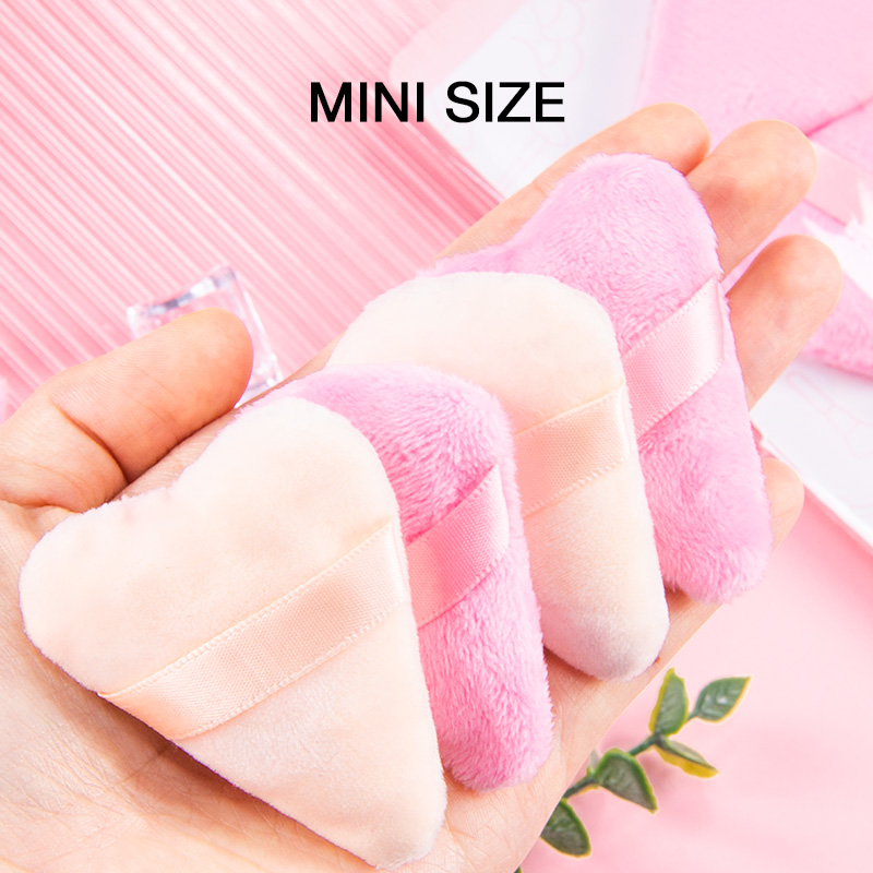 Light pink mini size powder puff heart shape beauty foundation puff for eye T-zone cosmetics