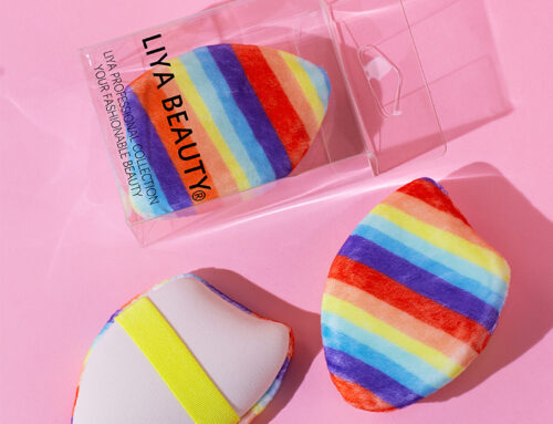 New plush fiber define silicone makeup puff dual side foundation sponges with reversible elastic band